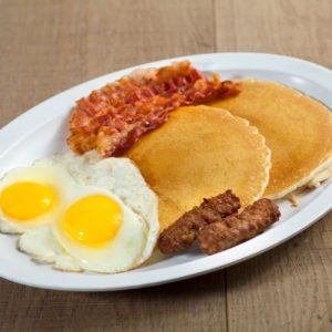 3 Pancakes & Eggs (With 4 Bacon or 4 Sausage)